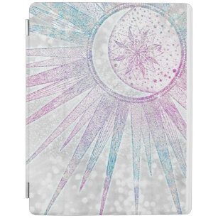 Elegant Iridescent Sun Moon Mandala Silver Design iPad Cover
