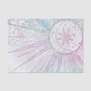 Elegant Iridescent Sun Moon Mandala Silver Design Tissue Paper
