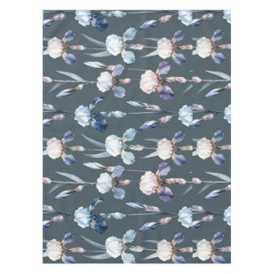 Elegant Iris Blooms in Cool Refined Symmetry Tablecloth