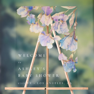Elegant Iris Floral Baby Shower Acrylic Sign