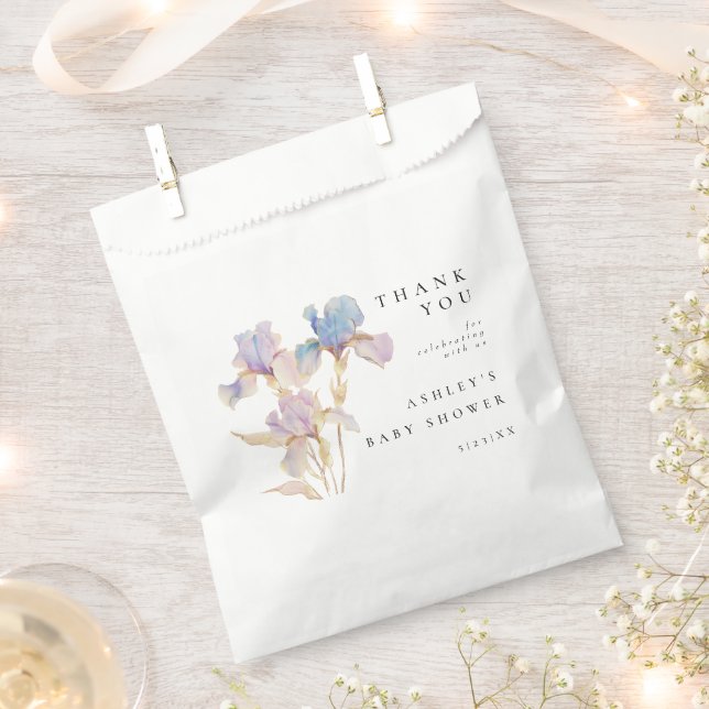 Elegant Iris Floral Baby Shower Favour Bag (Clipped)