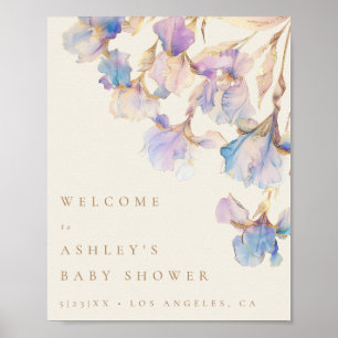 Elegant Iris Floral Baby Shower Welcome Sign