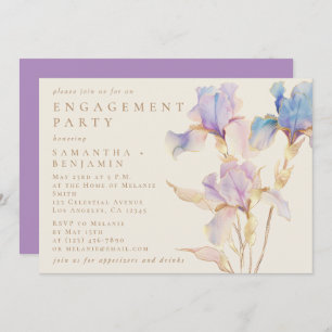 Elegant Iris Floral Engagement Party Invitation