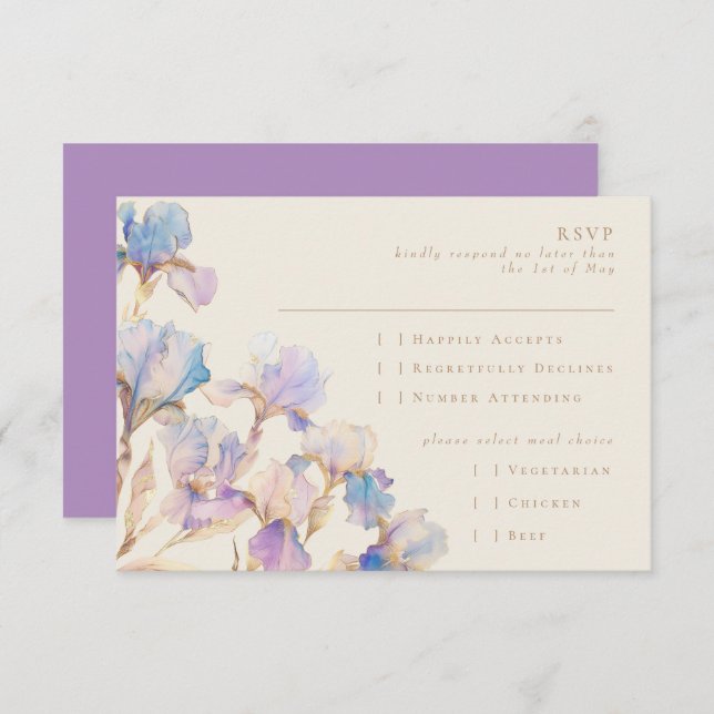Elegant Iris Floral RSVP Card (Front/Back)