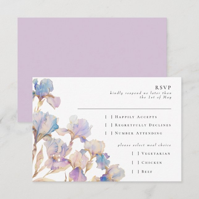 Elegant Iris Floral RSVP Card (Front/Back)