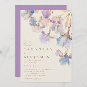 Elegant Iris Floral Watercolor Wedding Invitation