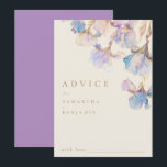 Elegant Iris Floral Wedding Advice Card<br><div class="desc">These elegant advice cards are perfect for spring and summer weddings. This design features watercolor irises in shades of lilac and periwinkle blue. Subtle touches of gold add a glistening,  magical element.</div>
