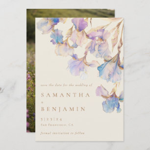 Elegant Iris Floral Wedding Photo Save The Date