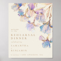 Elegant Iris Floral Wedding Rehearsal Dinner
