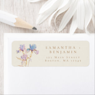 Elegant Iris Floral Wedding Return Address Label