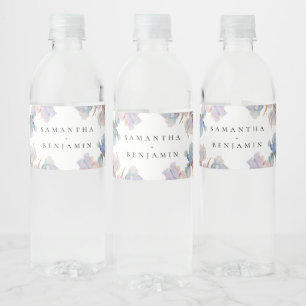 Elegant Iris Floral Wedding Water Bottle Label