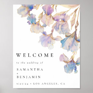 Elegant Iris Floral Wedding Welcome Poster