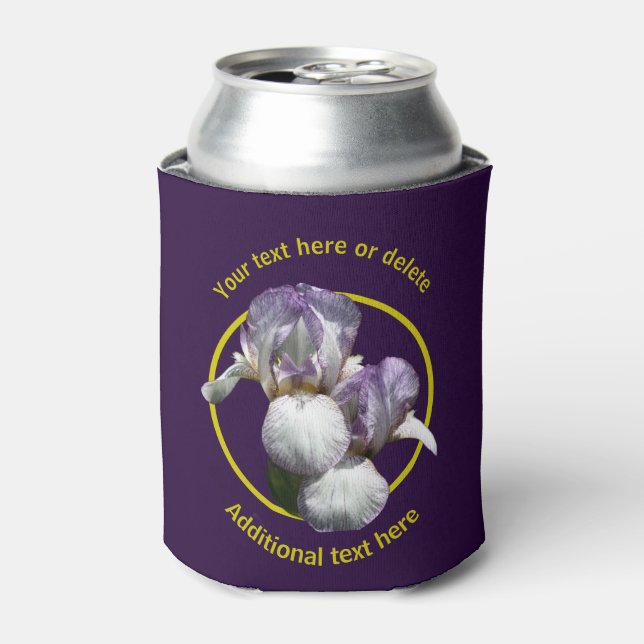 Elegant Iris Flowers Personalised  Can Cooler (Can Front)