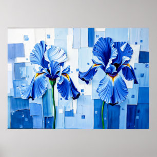 Elegant Iris in Modern Abstract Style Poster