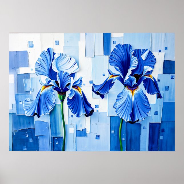 Elegant Iris in Modern Abstract Style Poster (Front)