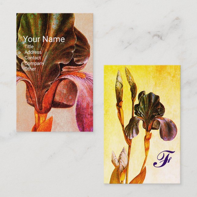 ELEGANT IRIS Monogram Business Card (Front/Back)