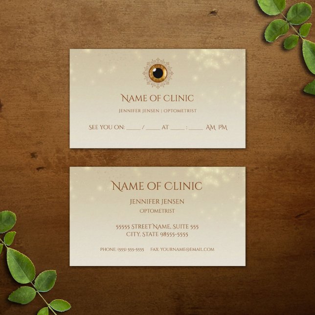Elegant Iris Optometrist Golden Eye Appointment (Elegant Iris Optometrist Golden Eye Appointment Reminder Business Cards)