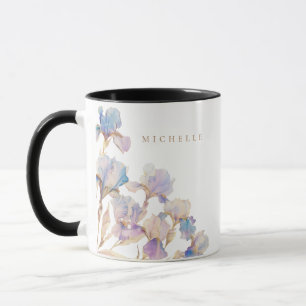 Elegant Iris Personalised Floral Mug