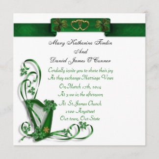 Elegant Irish Wedding invitation Harp