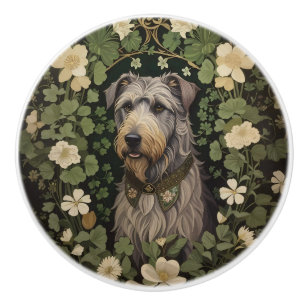 Elegant Irish Wolfhound With Shamrocks  Ceramic Knob