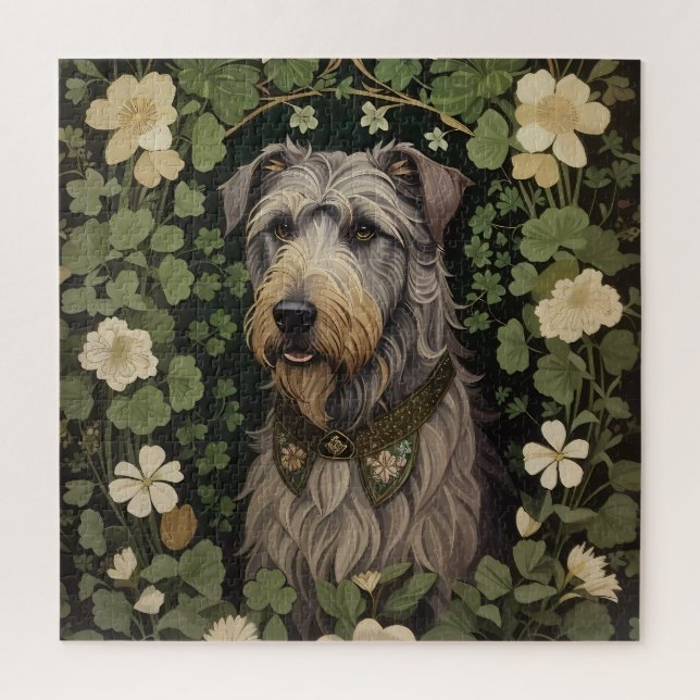 Elegant Irish Wolfhound With Shamrocks  Jigsaw Puzzle (Vertical)