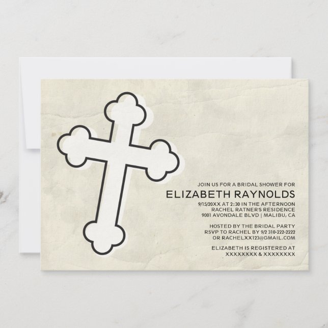 Elegant Iron Cross Bridal Shower Invitations (Front)