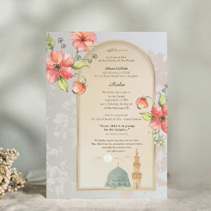 Elegant Islamic Aqiqah Birth Announcement Card