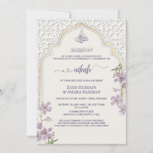 Elegant Islamic Arch Nikah Invitation   Watercolor