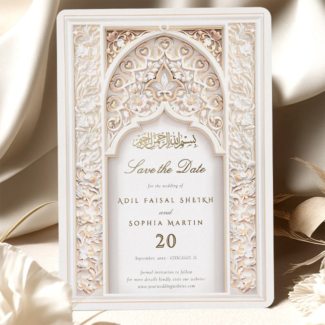 Elegant Islamic Arch Save the Date Invitation (Creator Uploaded)