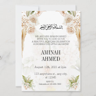 Elegant  Islamic Floral aqiqah Invitation