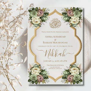 Elegant Islamic Floral Nikkah Invitation