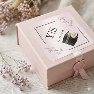 Elegant Islamic Kaaba Hajj Omra Pink Floral Square Sticker