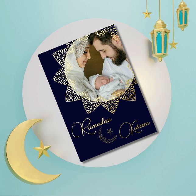 Elegant Islamic Mandala Ramadan Kareem Photo Foil  Holiday Card (Creator Uploaded)