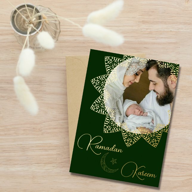 Elegant Islamic Mandala Ramadan Kareem Photo Foil Holiday Card (Creator Uploaded)