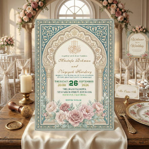 Elegant Islamic Nikah Bismillah Calligraphy Invitation