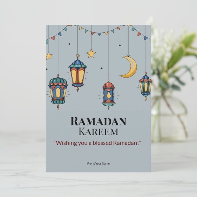 Elegant Islamic Ramadan Greeting Card – Customised (Standing Front)