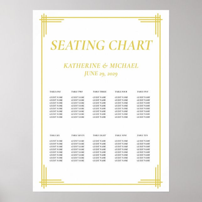 Elegant Island Citrus Yellow Wedding Seating Chart (Front)
