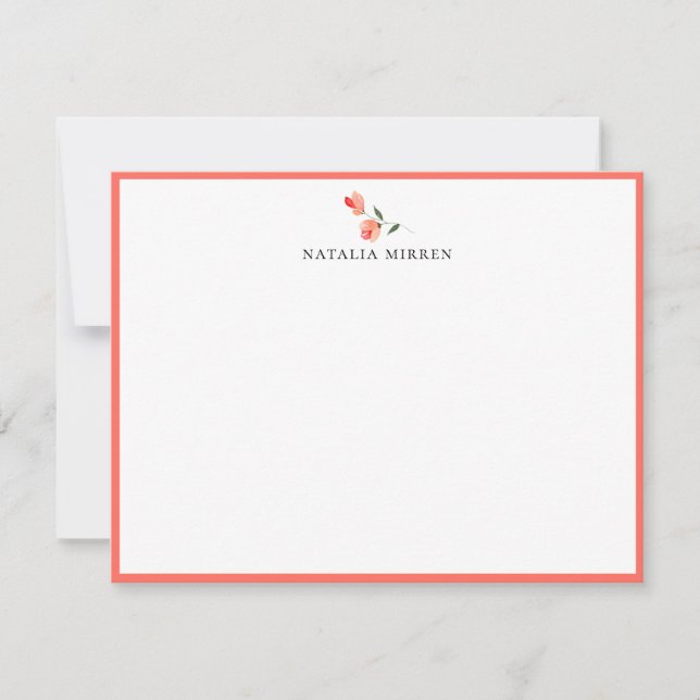 Elegant Island Coral Floral Stem Card (Front)