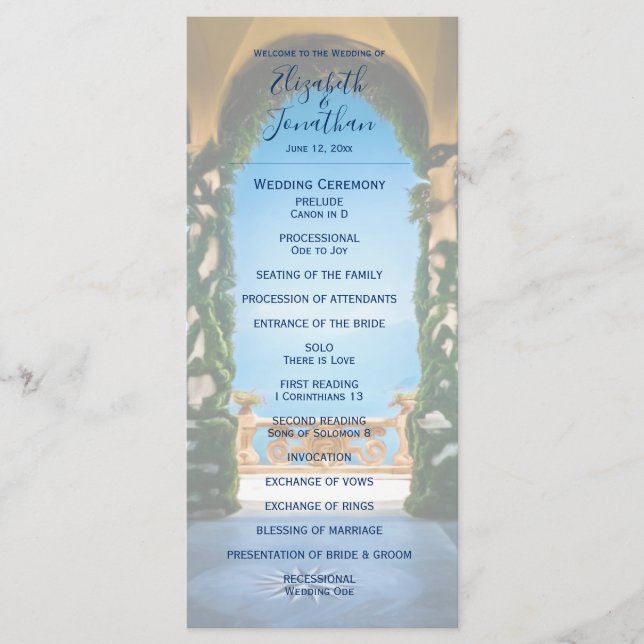 Elegant Italian Arches Lake Como Wedding Program (Front)