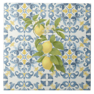 Elegant Italian Blue Tile Lemon