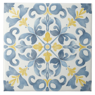 Elegant Italian Blue Tile Lemon