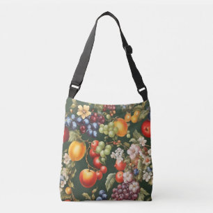Elegant Italian Design with Fruits and Flowers Crossbody Bag