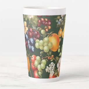 Elegant Italian Design with Fruits and Flowers Latte Mug