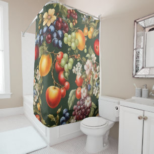 Elegant Italian Design with Fruits and Flowers Shower Curtain