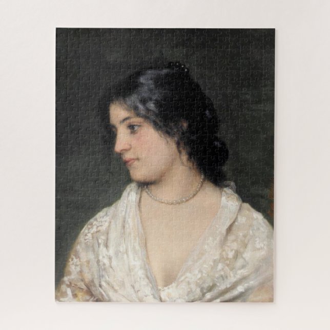 Elegant Italian Lady with a Pearl Necklace Jigsaw Puzzle (Vertical)