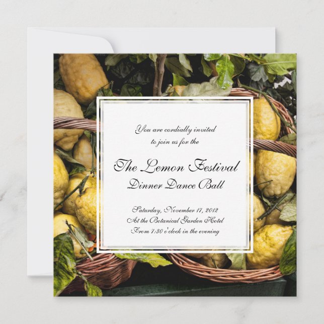 Elegant Italian Lemon Basket Amalfi Coast Lemons Invitation (Front)