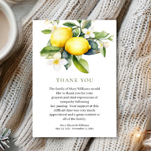 Elegant Italian Lemon Bereavement Funeral Thank You Card