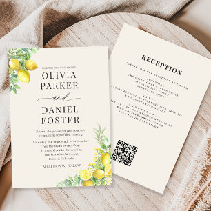 Elegant Italian Lemon QR Code Wedding Invitation