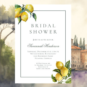 Elegant Italian Lemon Summer Bridal Shower Invitation