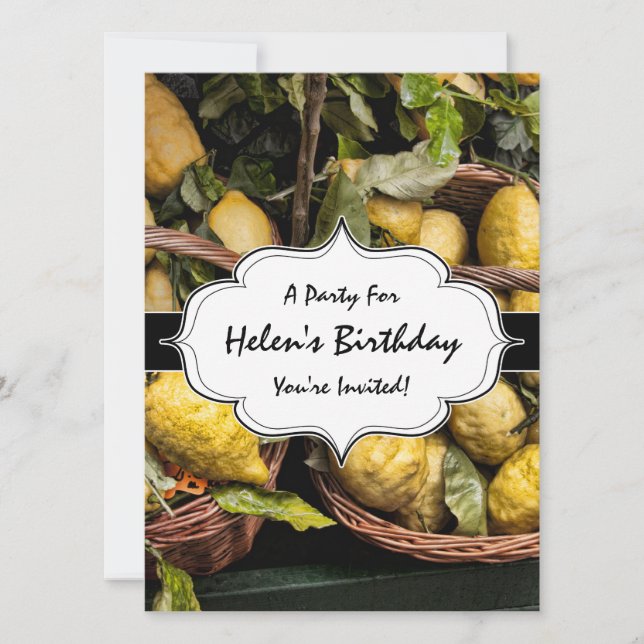 Elegant Italian Lemons in a Basket Invitation (Front)